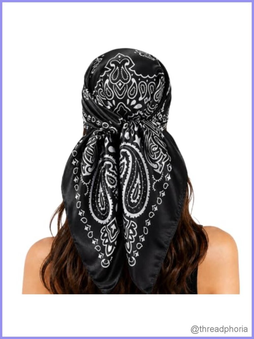 35" Floral Paisley Head Scarf Silk Feel Polyester Blend Women's Bandana Wrap